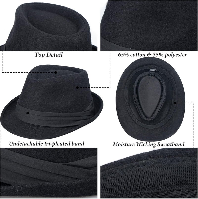 UTOWO Kids-Felt-Fedora-Trilby-Gangster-Hat Toddler-Boys Panama Derby Manhattan Cuban Hat Jazz-Cap(Size 6 5/8 for 2-5T) - Image 4